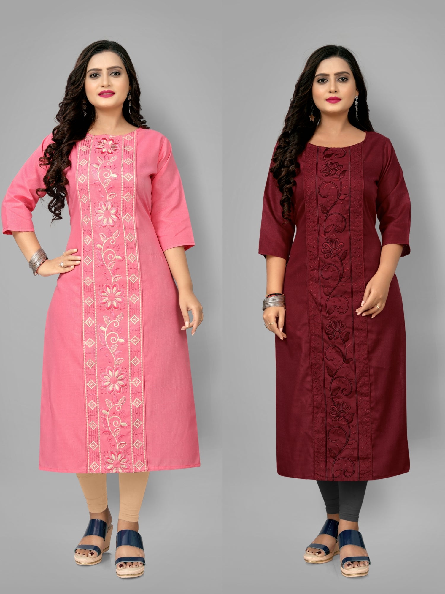 Women’s Trendy Plus Size Straight Kurti Pack of 2