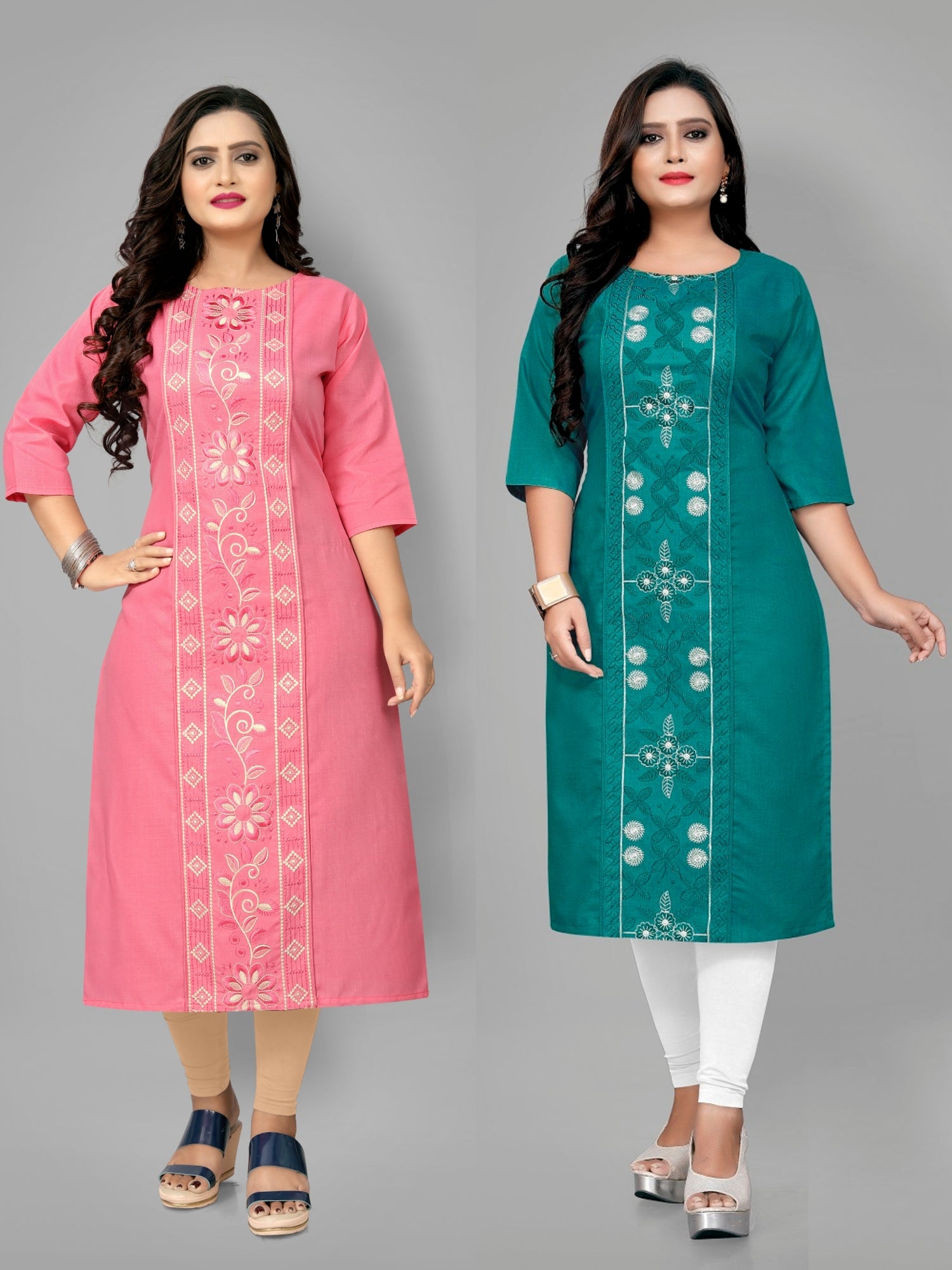 Women’s Trendy Plus Size Straight Kurti Pack of 2