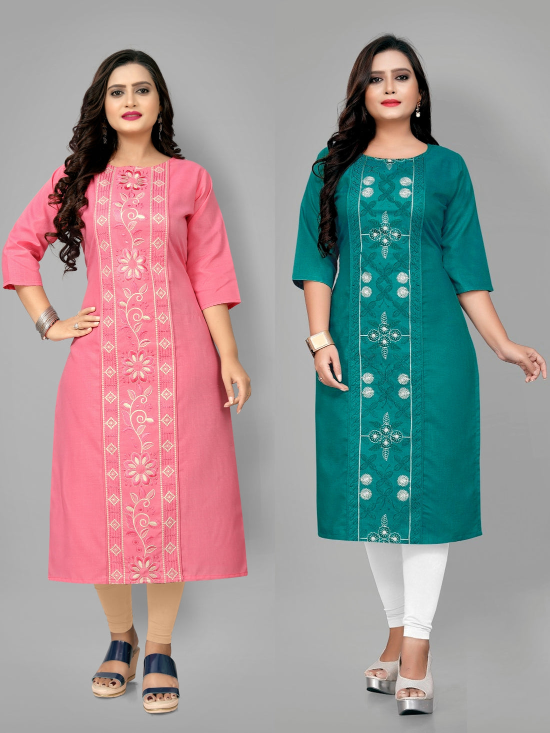 Women’s Trendy Plus Size Straight Kurti Pack of 2