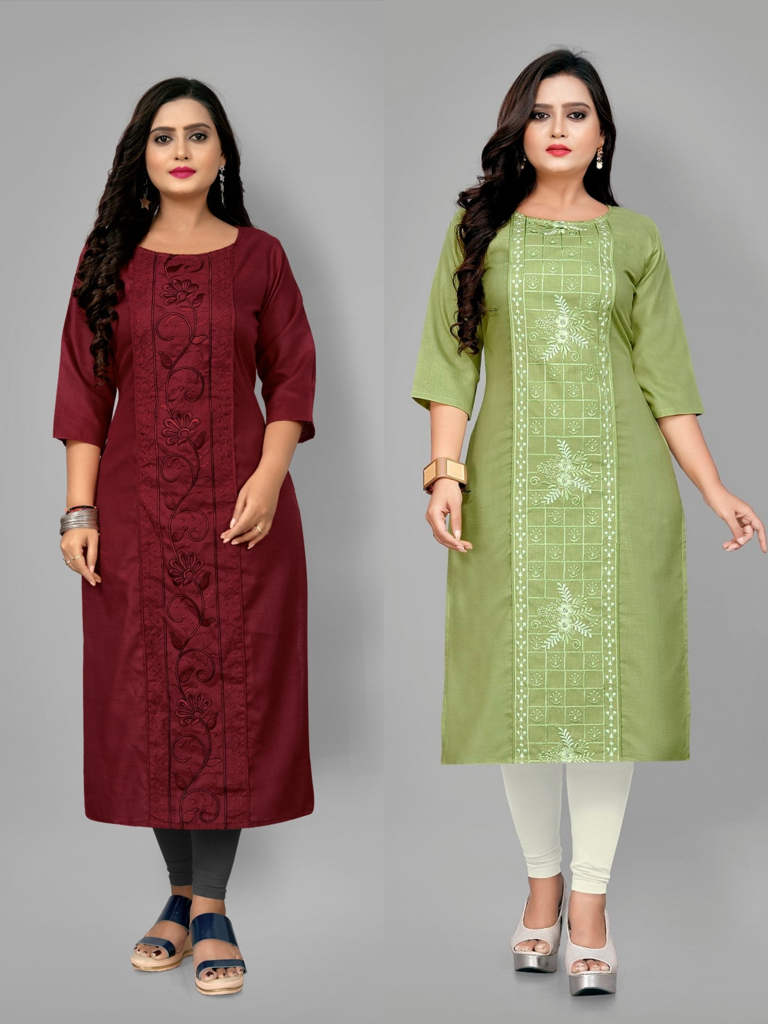 Women’s Trendy Plus Size Straight Kurti Pack of 2