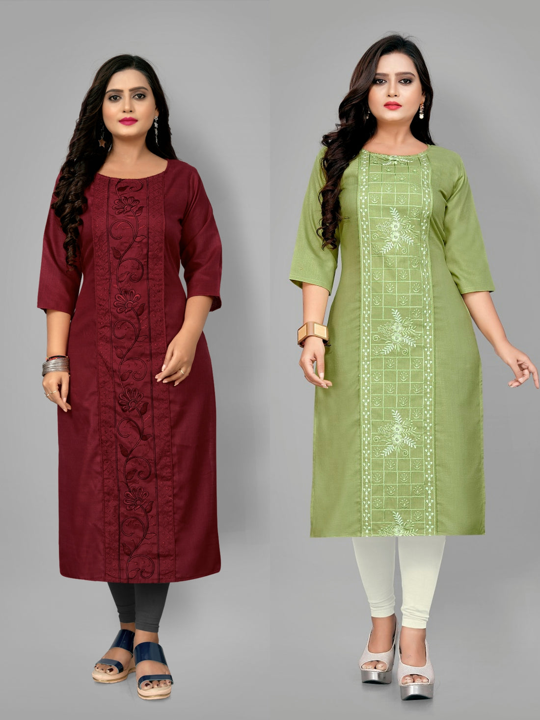 Women’s Trendy Plus Size Straight Kurti Pack of 2