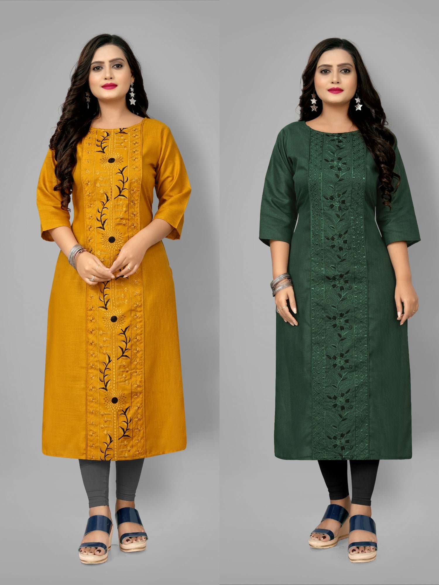 Women’s Trendy Plus Size Straight Kurti Pack of 2