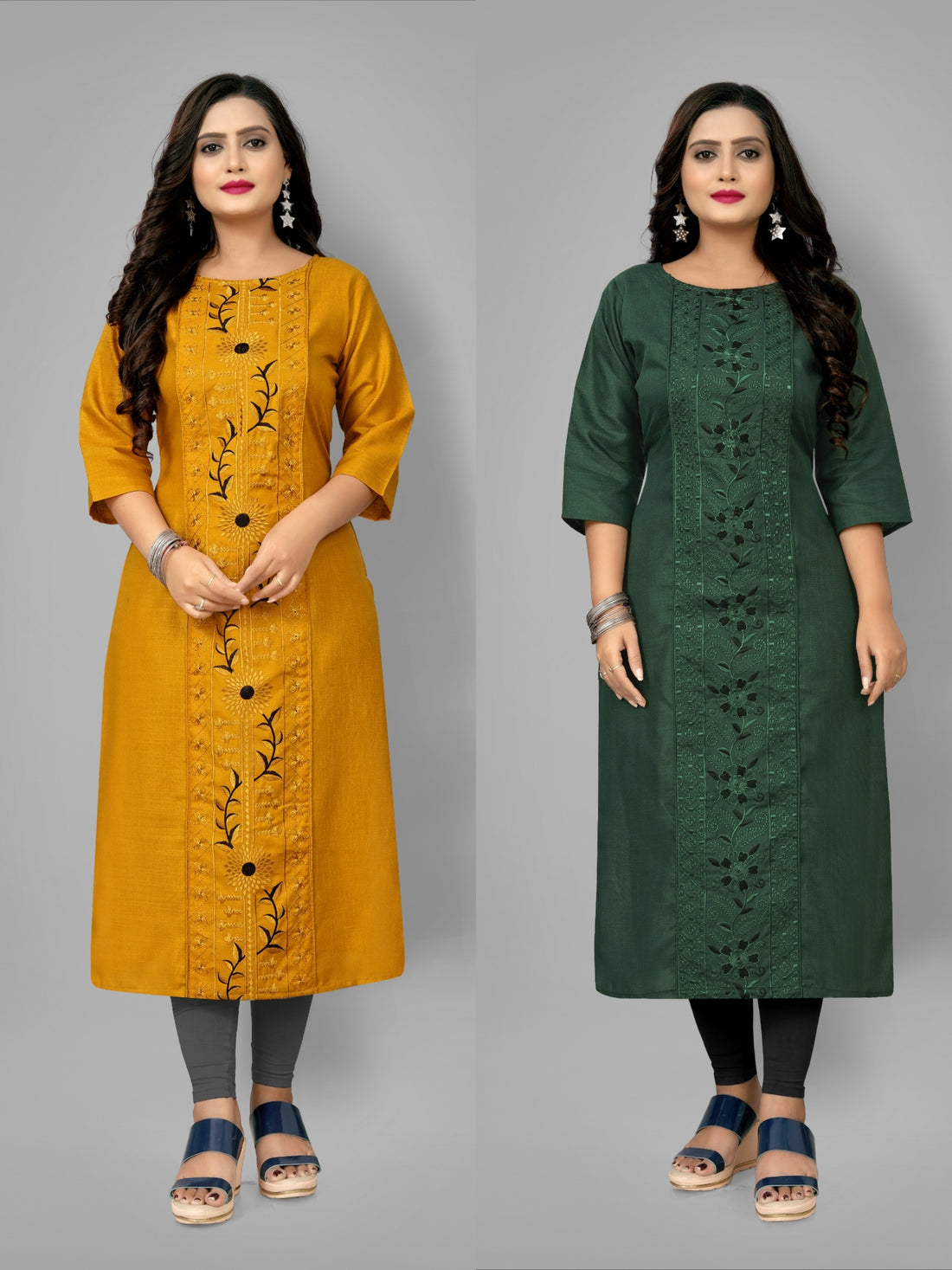 Women’s Trendy Plus Size Straight Kurti Pack of 2