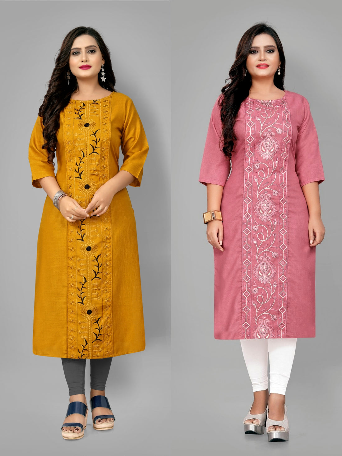Women’s Trendy Plus Size Straight Kurti Pack of 2