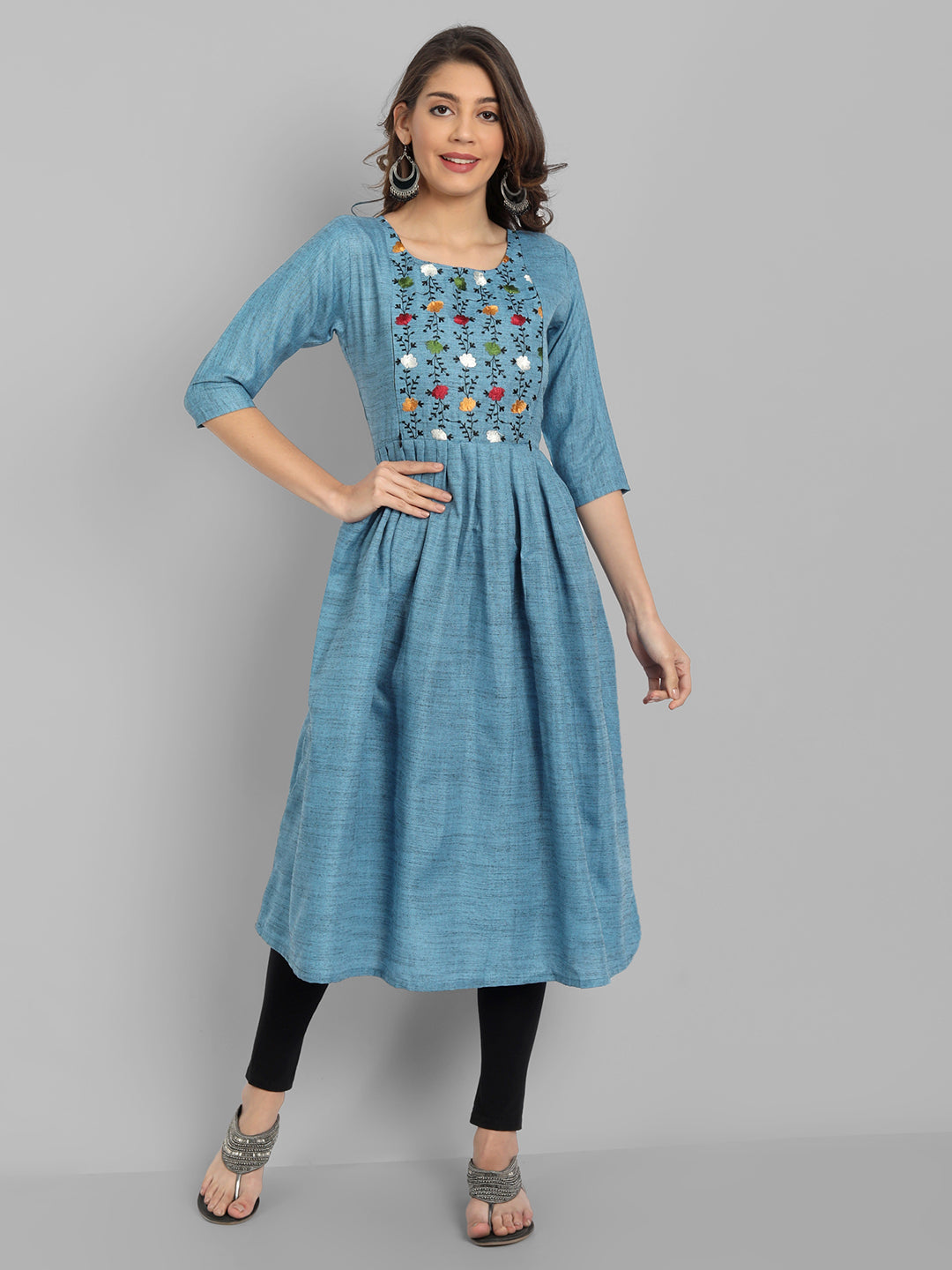 Women’s Floral Embroidered Maternity Feeding Kurti | Cotton | M to 3XL