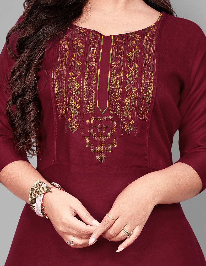 Women’s Embroidered Yoke Plus Size Kurti | Ethnic Wear
