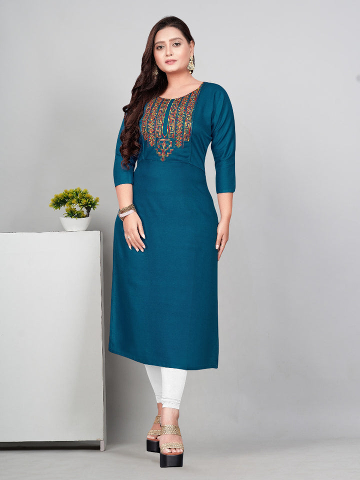 Women’s Embroidered Yoke Plus Size Kurti | Ethnic Wear