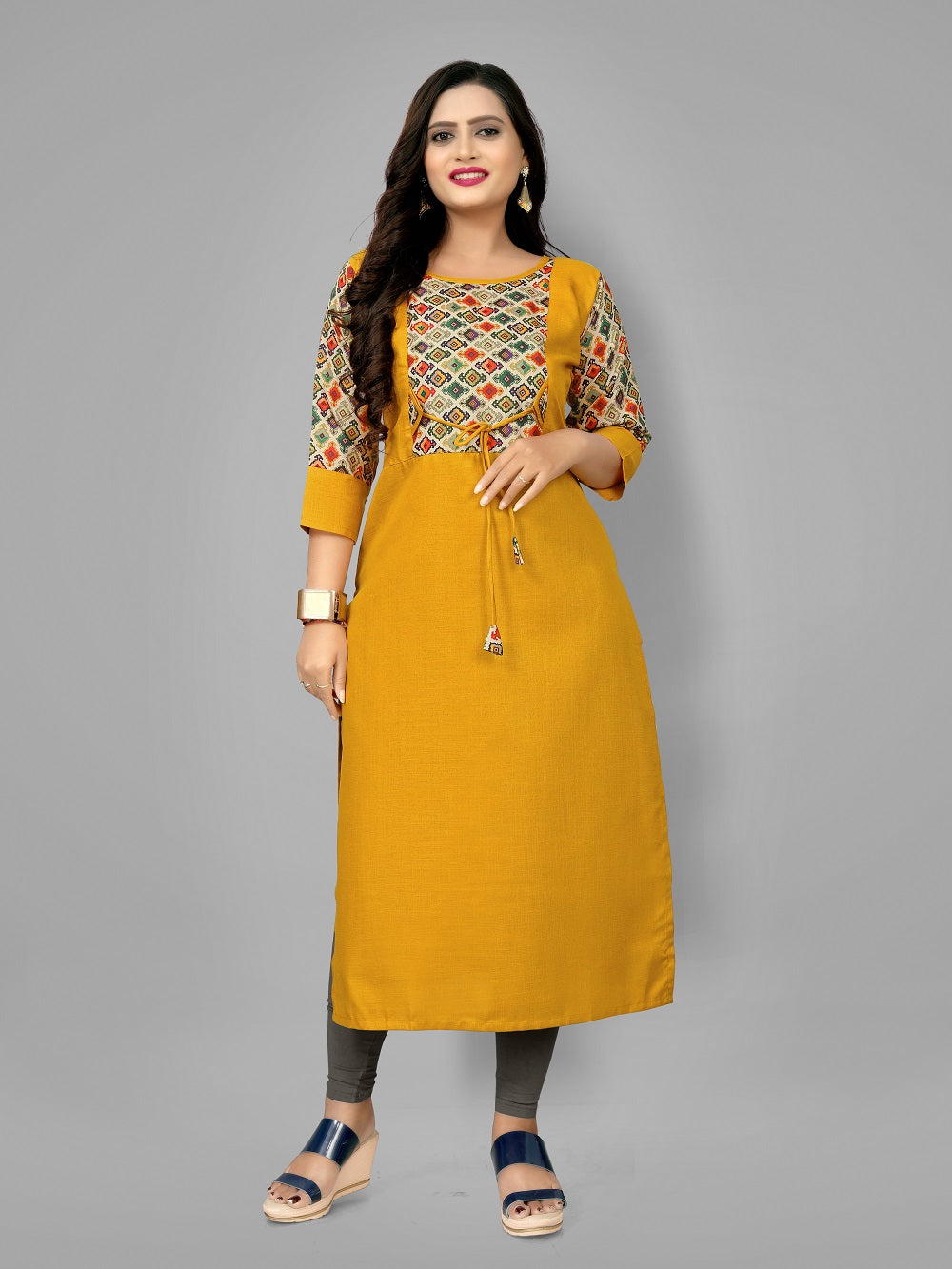 Women’s Casual Printed Yoke Plus Size Kurti | Ethnic Wear