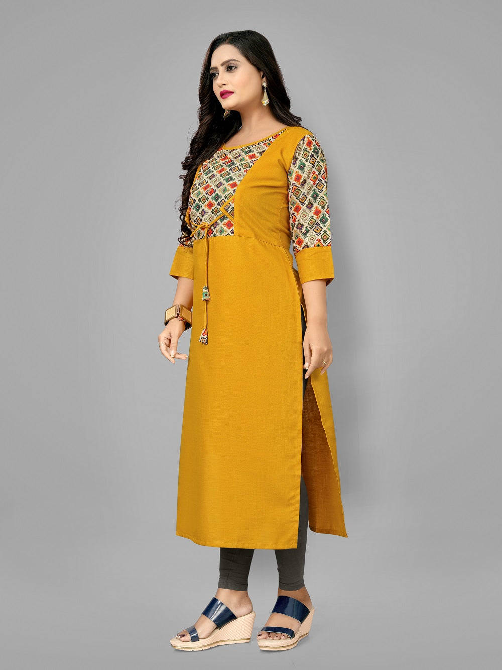 Women’s Casual Printed Yoke Plus Size Kurti | Ethnic Wear