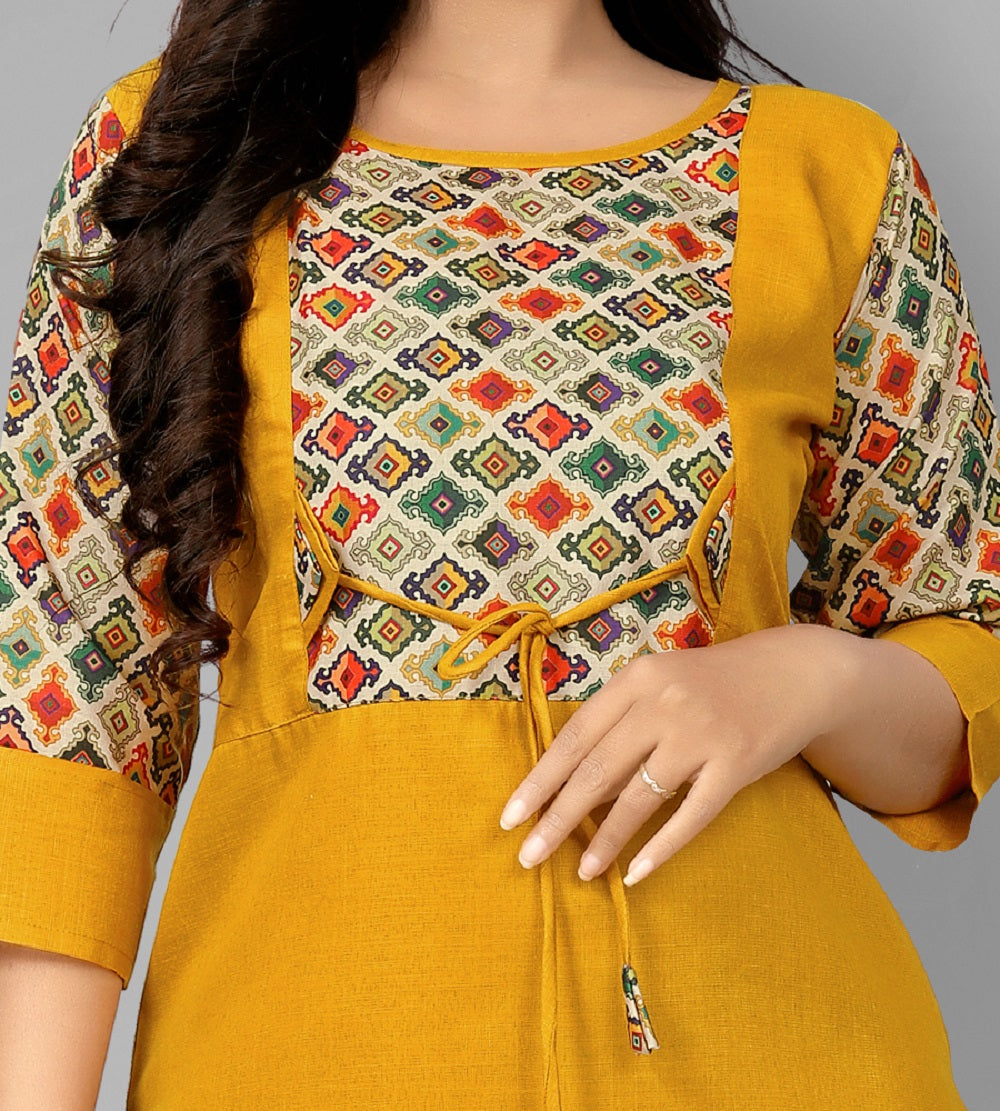 Women’s Casual Printed Yoke Plus Size Kurti | Ethnic Wear