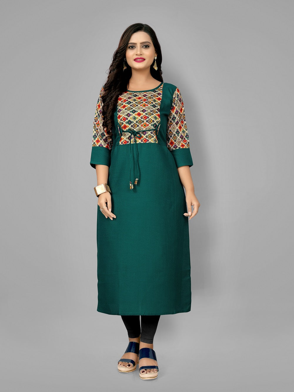 Women’s Casual Printed Yoke Plus Size Kurti | Ethnic Wear
