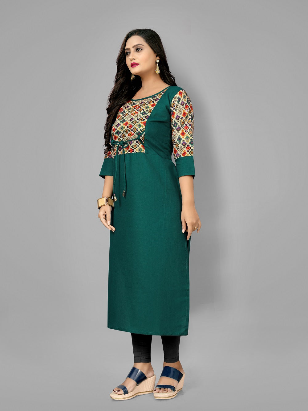 Women’s Casual Printed Yoke Plus Size Kurti | Ethnic Wear