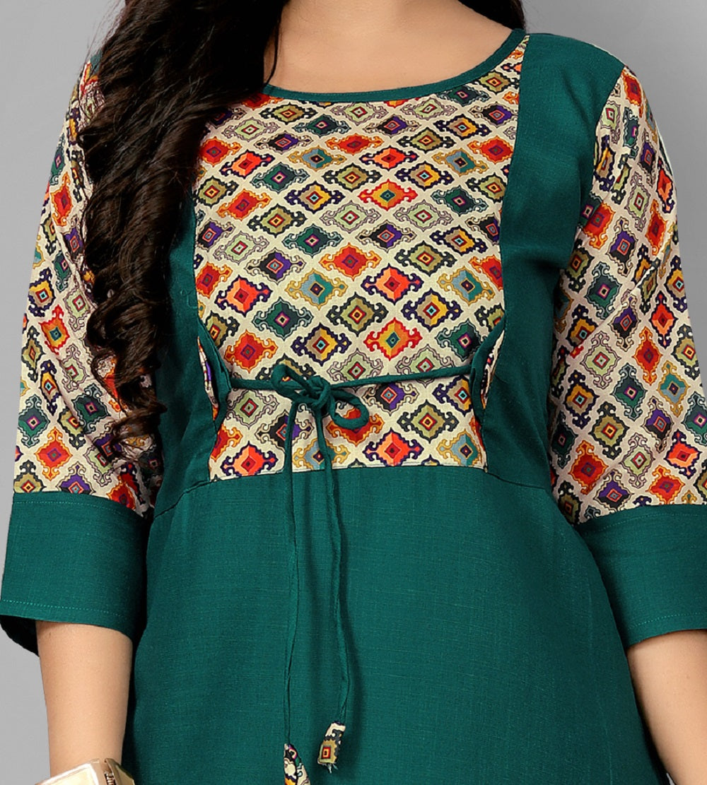 Women’s Casual Printed Yoke Plus Size Kurti | Ethnic Wear