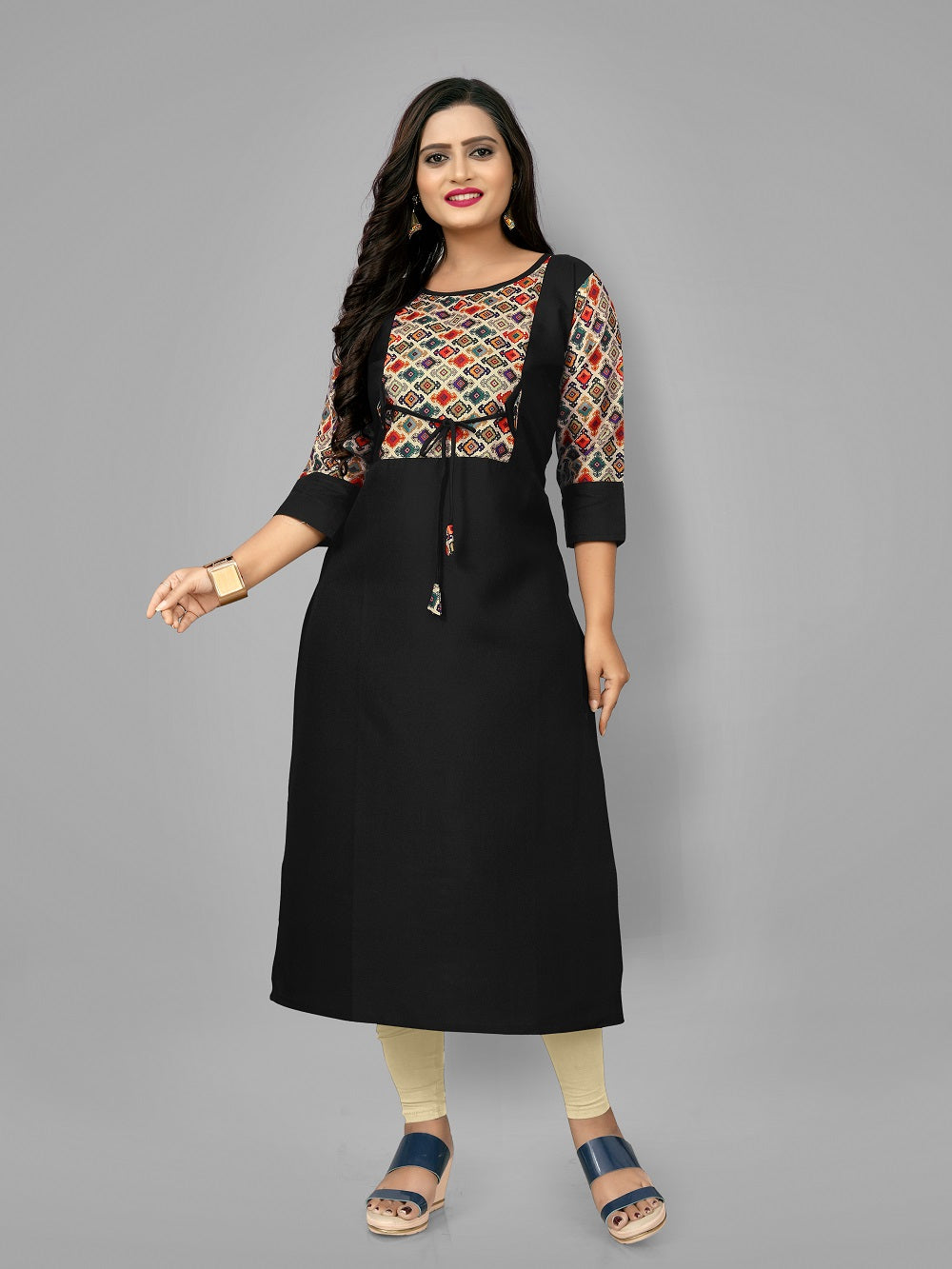 Women’s Casual Printed Yoke Plus Size Kurti | Ethnic Wear