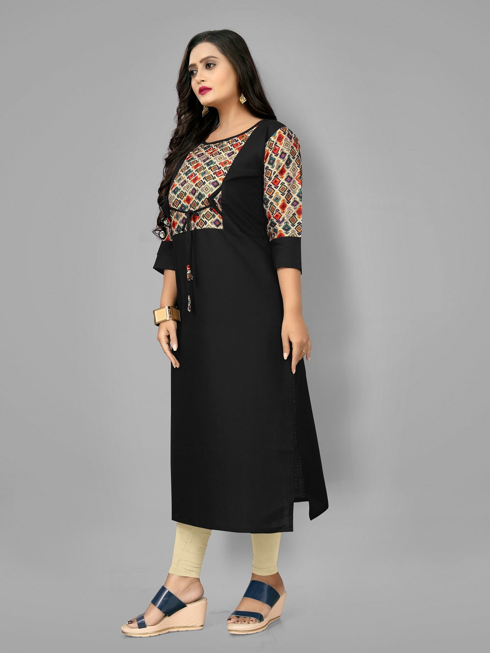Women’s Casual Printed Yoke Plus Size Kurti | Ethnic Wear