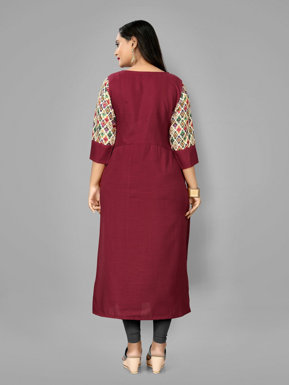 Women’s Casual Printed Yoke Plus Size Kurti | Ethnic Wear