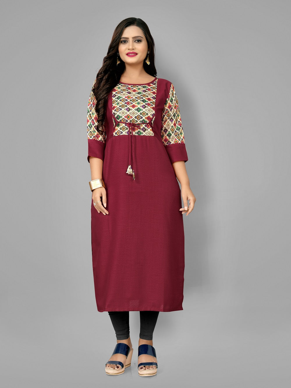 Women’s Casual Printed Yoke Plus Size Kurti | Ethnic Wear