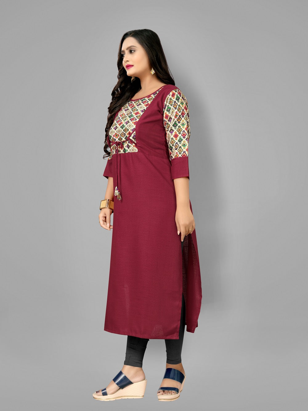 Women’s Casual Printed Yoke Plus Size Kurti | Ethnic Wear