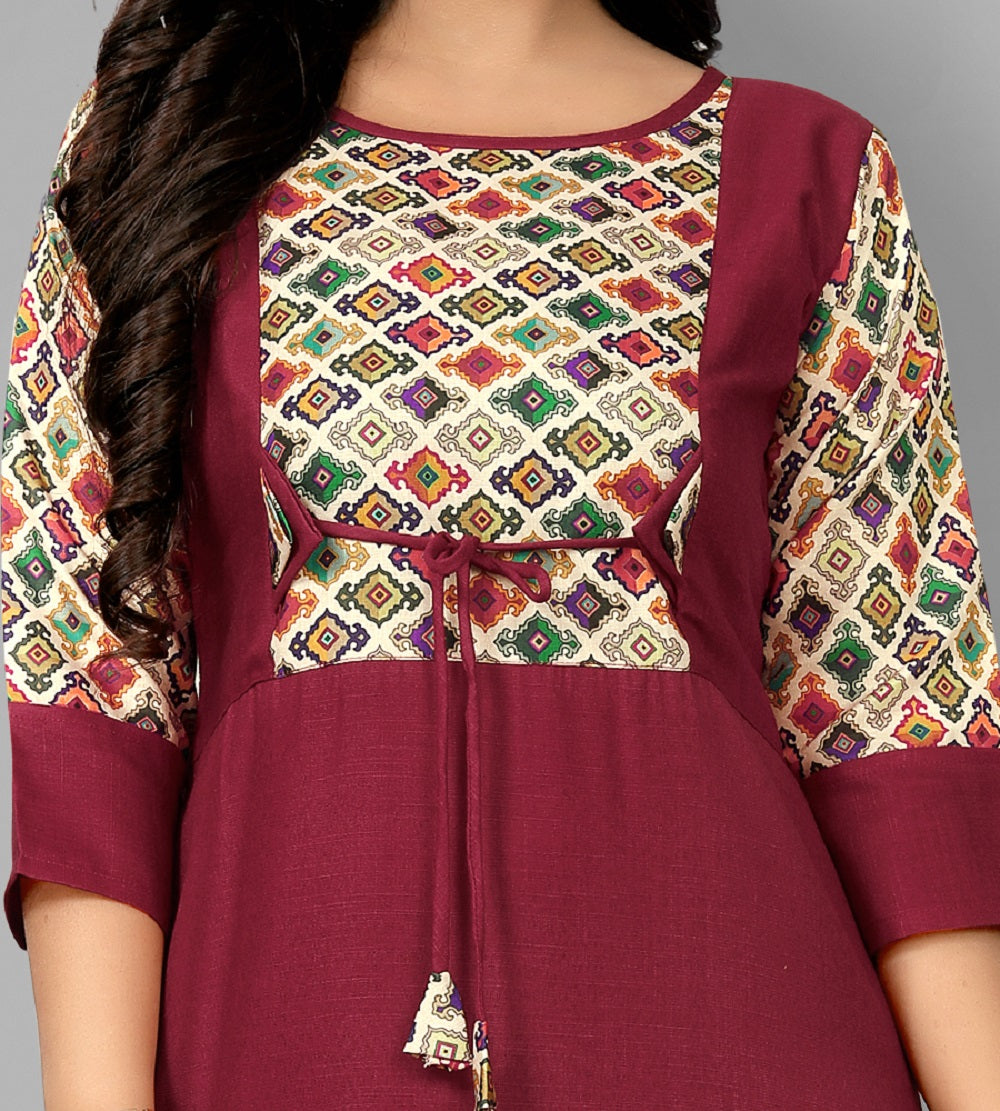 Women’s Casual Printed Yoke Plus Size Kurti | Ethnic Wear