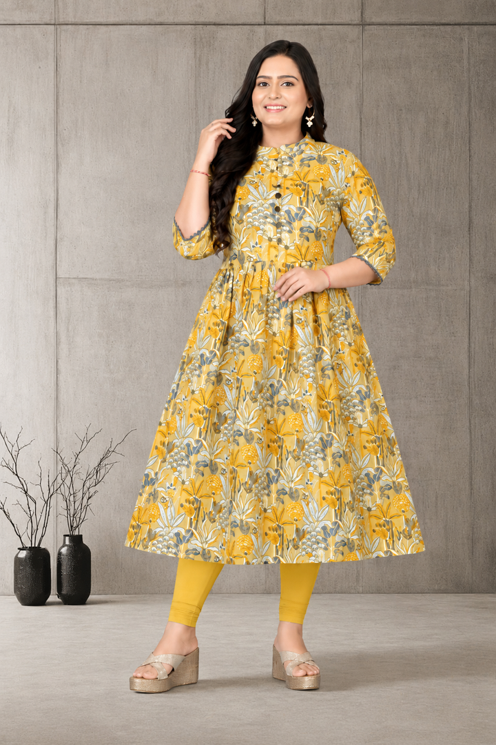 Women’s Stylish Printed Anarkali Kurti | Cotton Ethnic Wear | Size M to 3XL