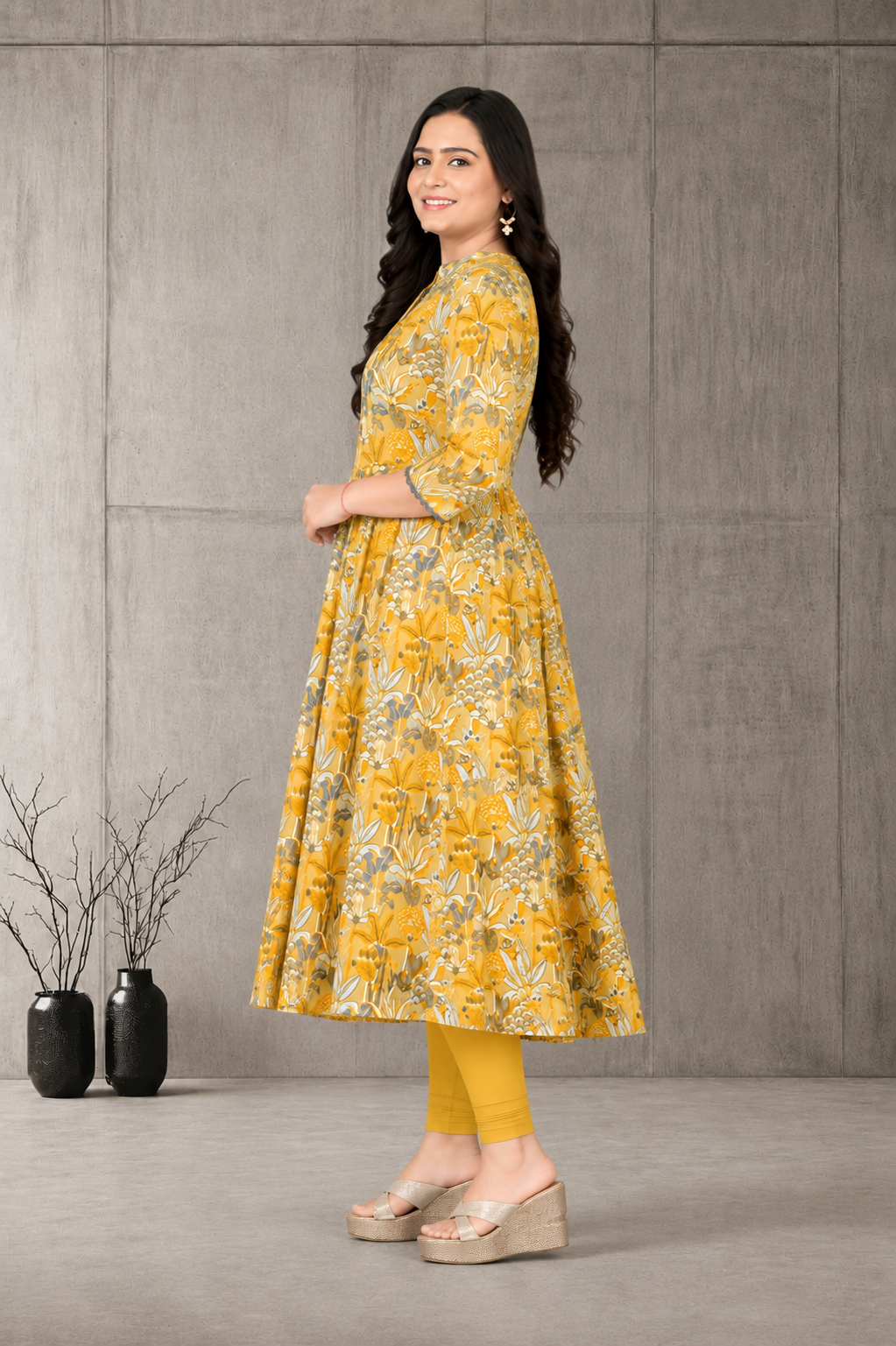 Women’s Stylish Printed Anarkali Kurti | Cotton Ethnic Wear | Size M to 3XL