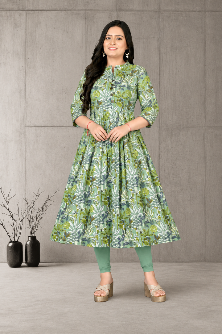 Women’s Stylish Printed Anarkali Kurti | Cotton Ethnic Wear | Size M to 3XL