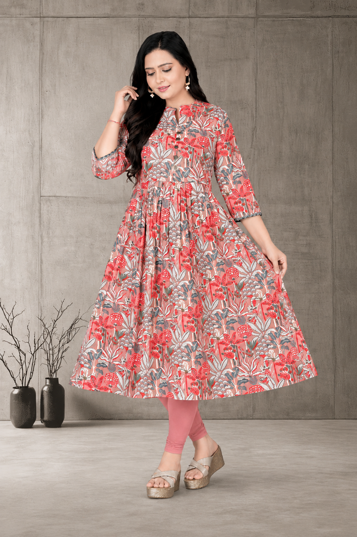 Women’s Stylish Printed Anarkali Kurti | Cotton Ethnic Wear | Size M to 3XL