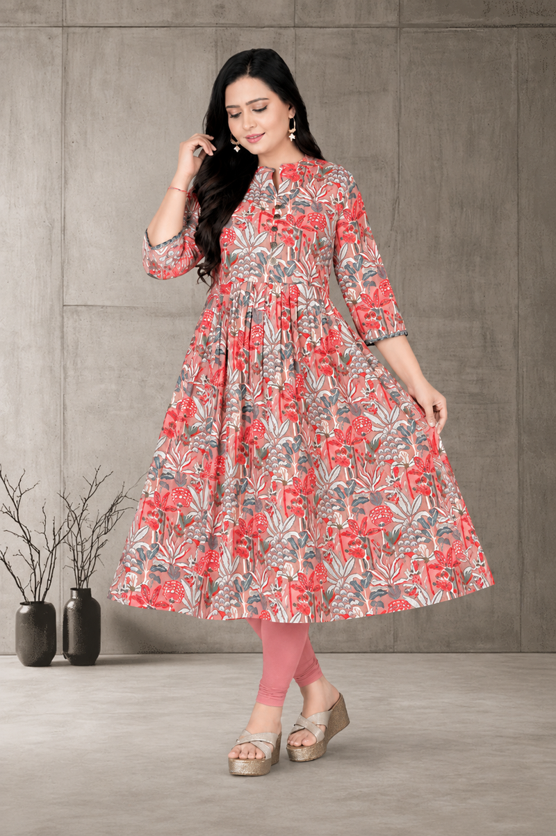 Women’s Stylish Printed Anarkali Kurti | Cotton Ethnic Wear | Size M to 3XL