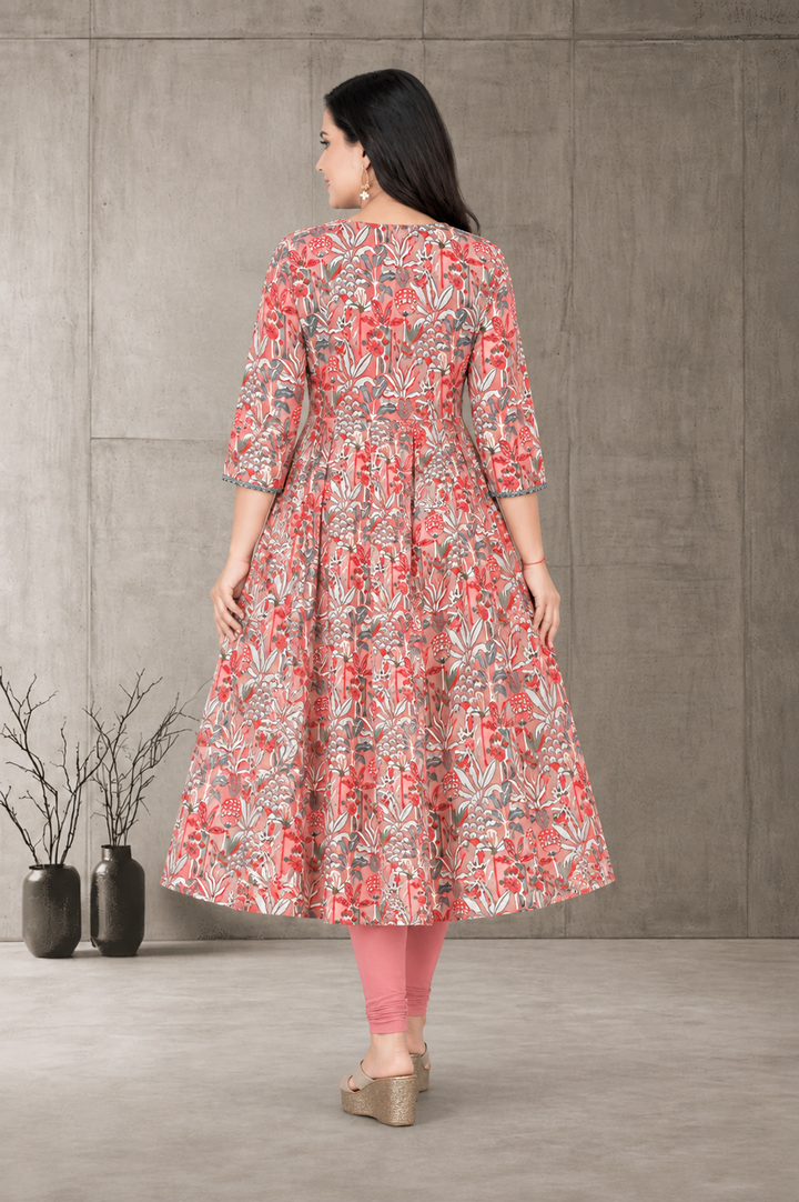 Women’s Stylish Printed Anarkali Kurti | Cotton Ethnic Wear | Size M to 3XL