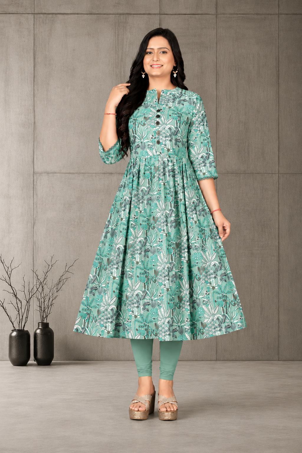 Women’s Stylish Printed Anarkali Kurti | Cotton Ethnic Wear | Size M to 3XL