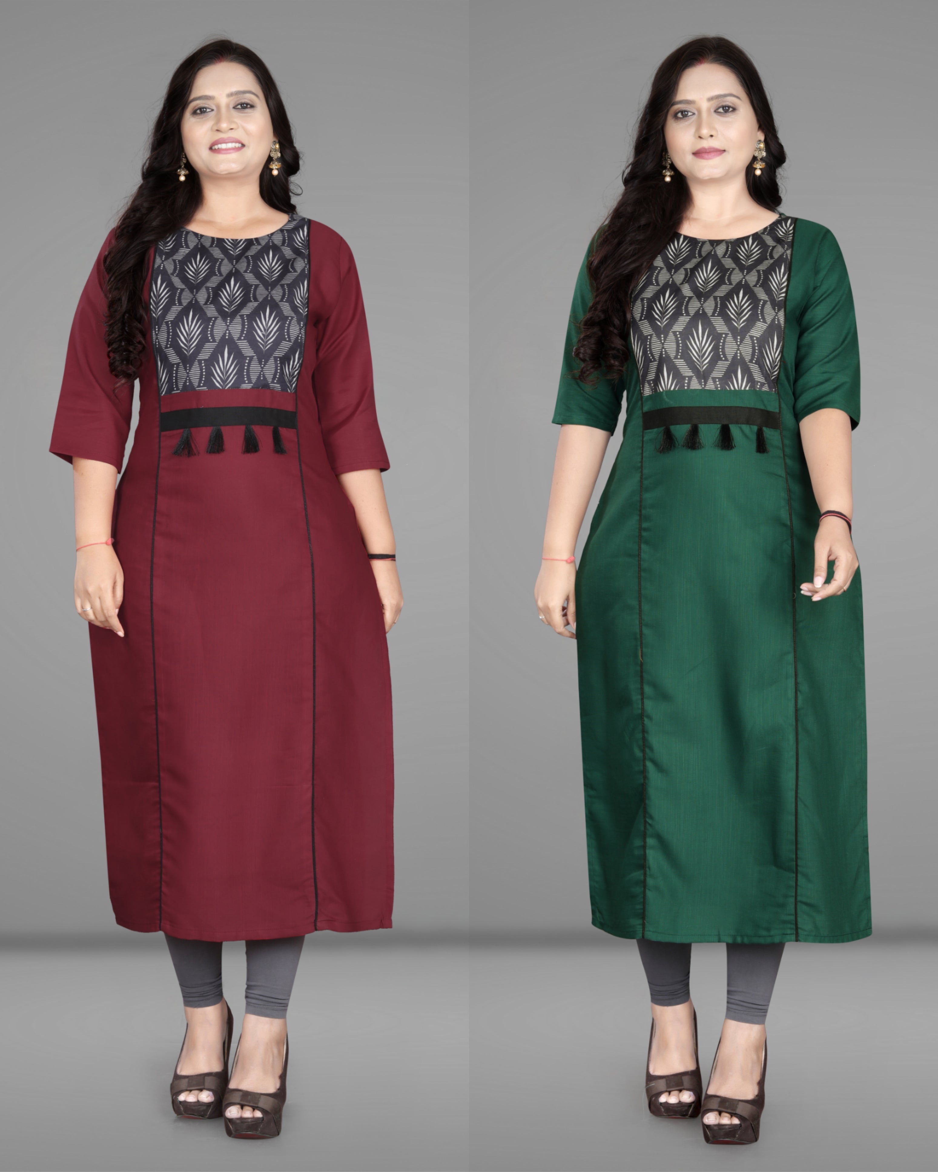 Women’s Printed Plus Size Straight Kurti Pack of 2