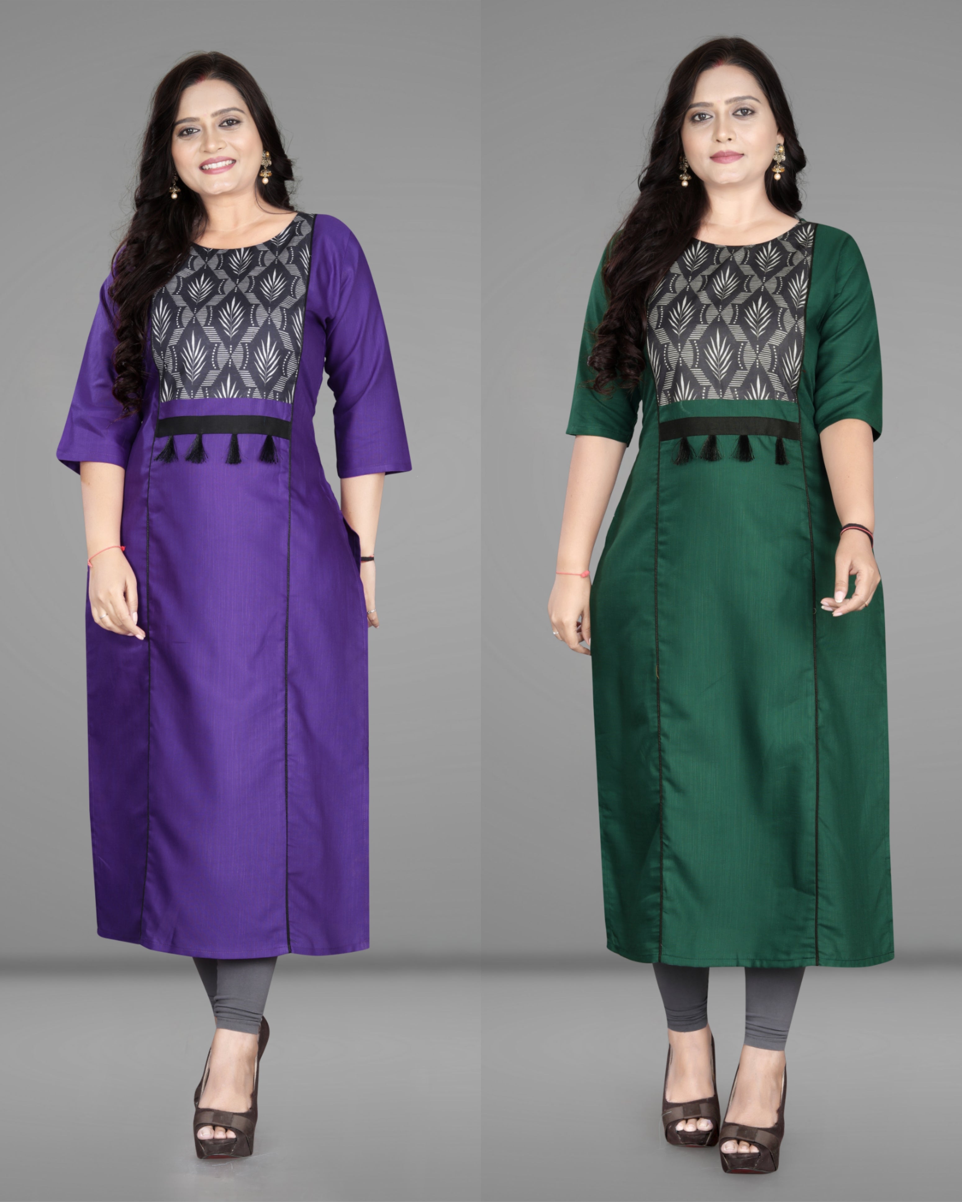 Women’s Printed Plus Size Straight Kurti Pack of 2