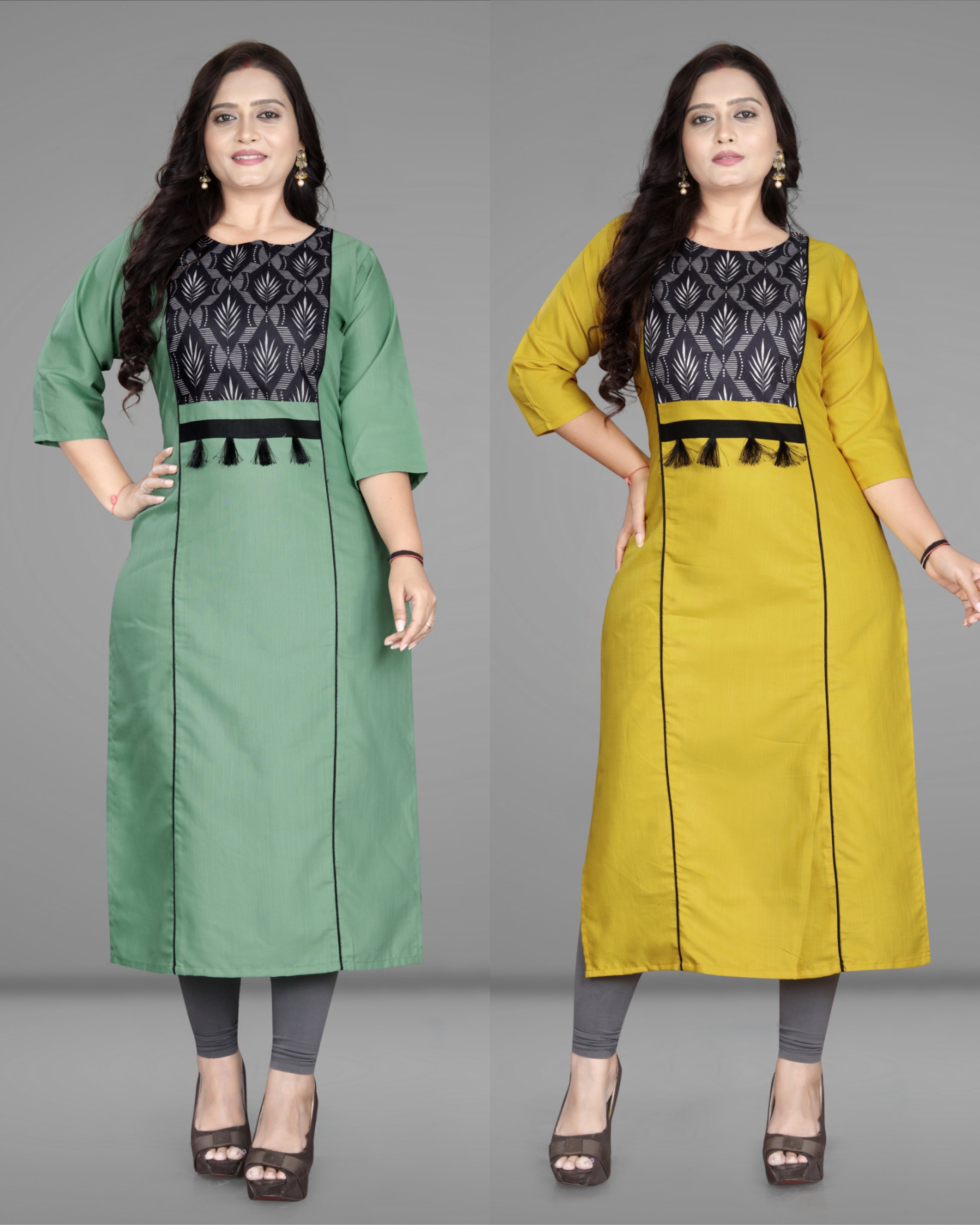 Women’s Printed Plus Size Straight Kurti Pack of 2