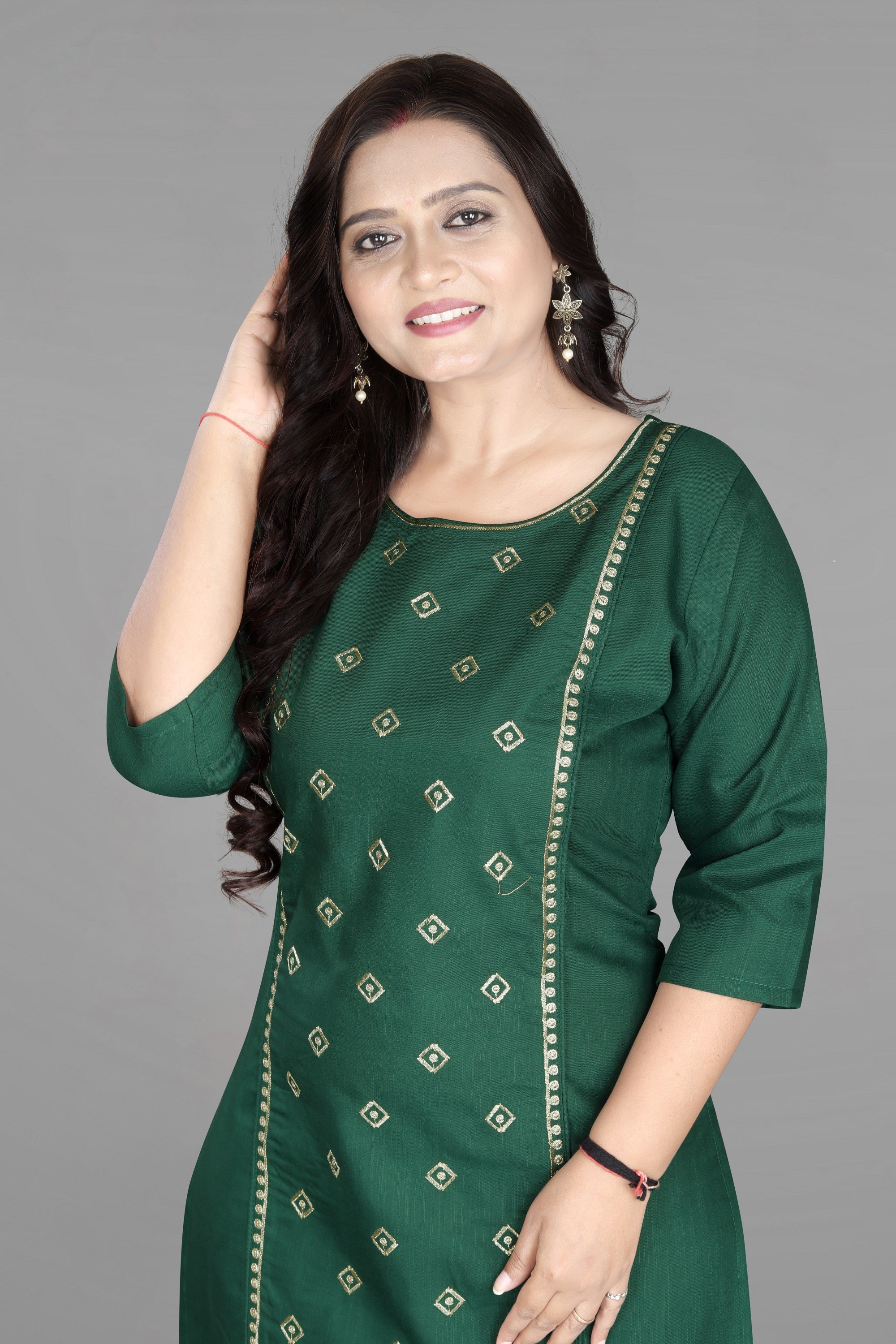Women’s Embroidered Cotton Slub Kurti | Plus Size Ethnic Wear | M to 6XL