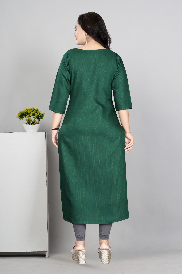 Women’s Embroidered Cotton Slub Kurti | Plus Size Ethnic Wear | M to 6XL