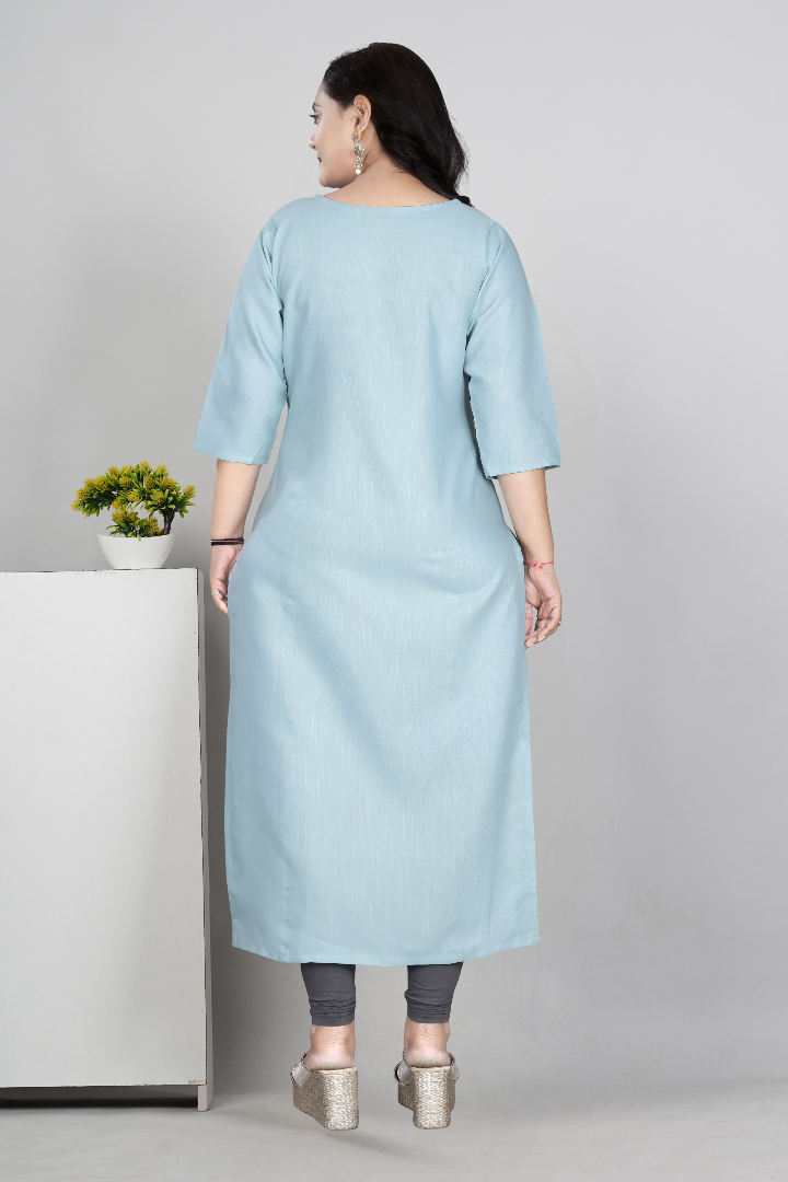 Women’s Embroidered Cotton Slub Kurti | Plus Size Ethnic Wear | M to 6XL