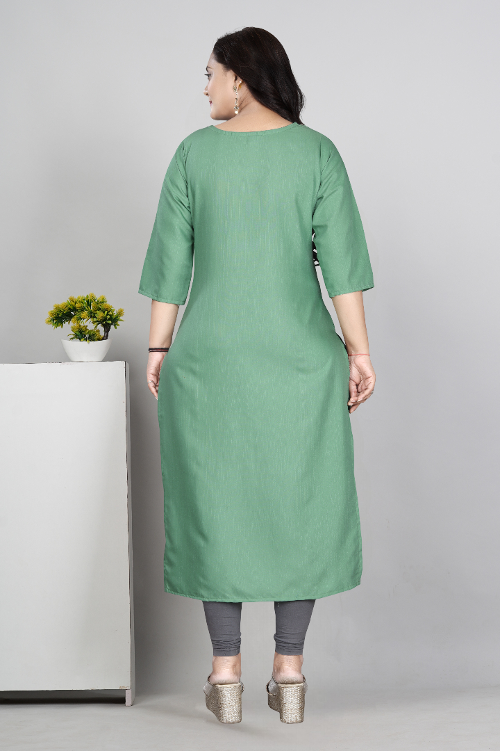 Women’s Embroidered Cotton Slub Kurti | Plus Size Ethnic Wear | M to 6XL
