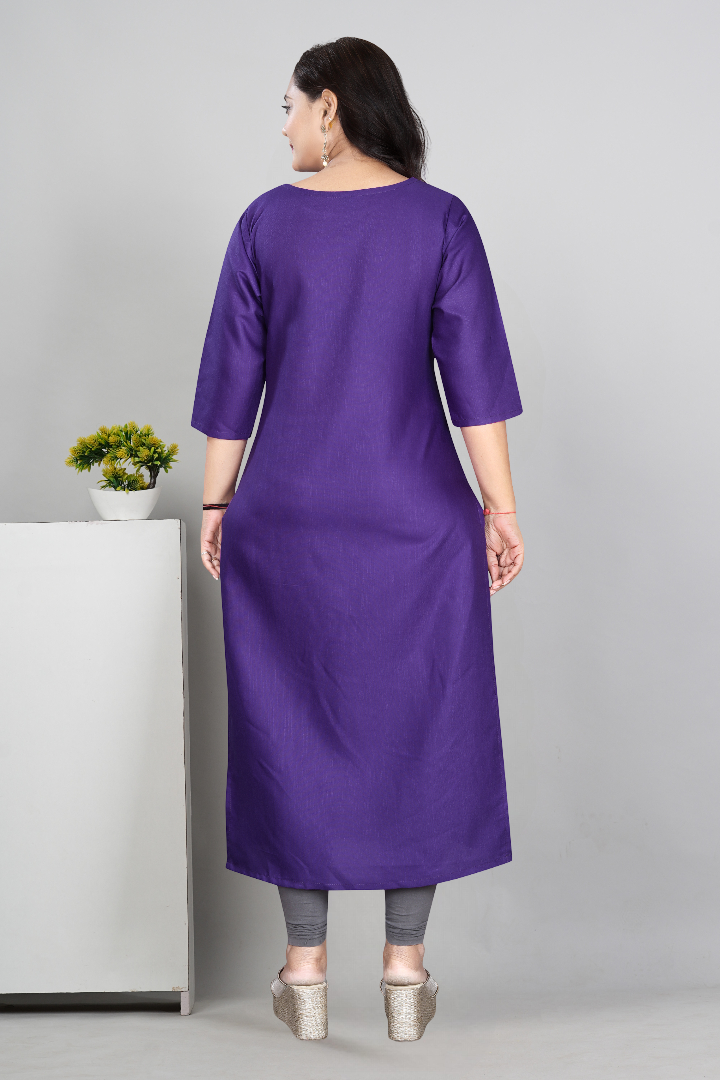 Women’s Embroidered Cotton Slub Kurti | Plus Size Ethnic Wear | M to 6XL