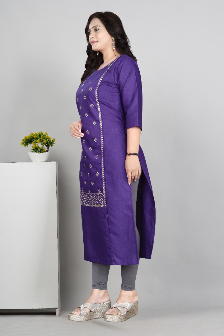 Women’s Embroidered Cotton Slub Kurti | Plus Size Ethnic Wear | M to 6XL