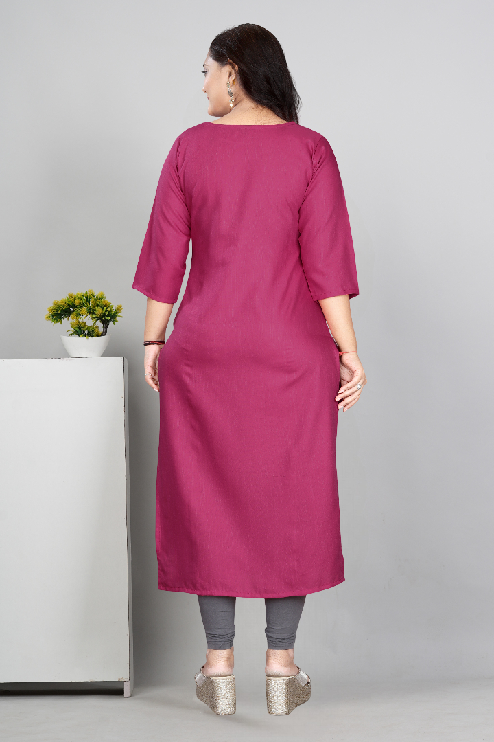 Women’s Embroidered Cotton Slub Kurti | Plus Size Ethnic Wear | M to 6XL