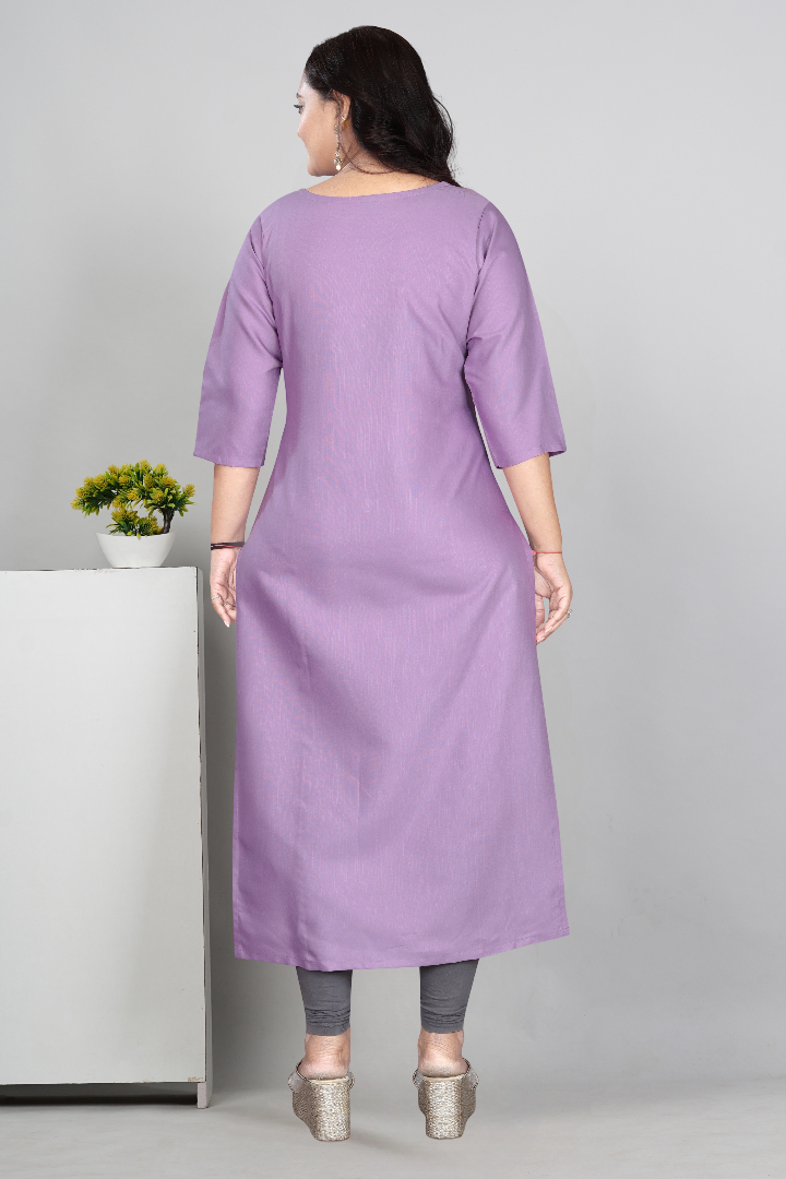 Women’s Embroidered Cotton Slub Kurti | Plus Size Ethnic Wear | M to 6XL