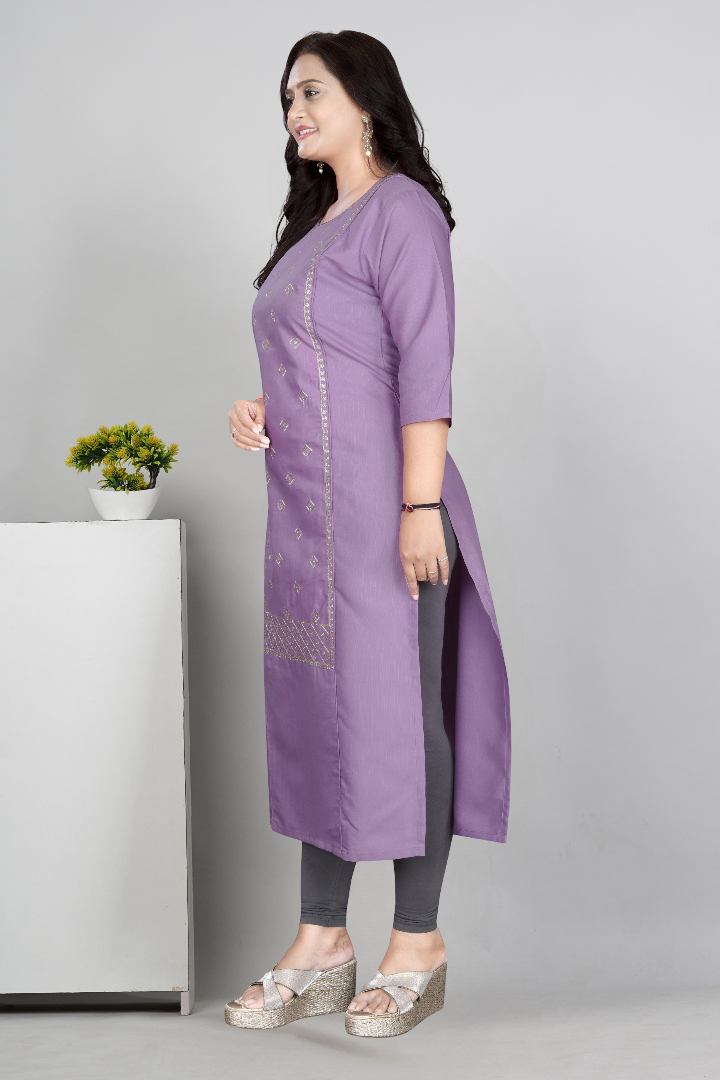 Women’s Embroidered Cotton Slub Kurti | Plus Size Ethnic Wear | M to 6XL