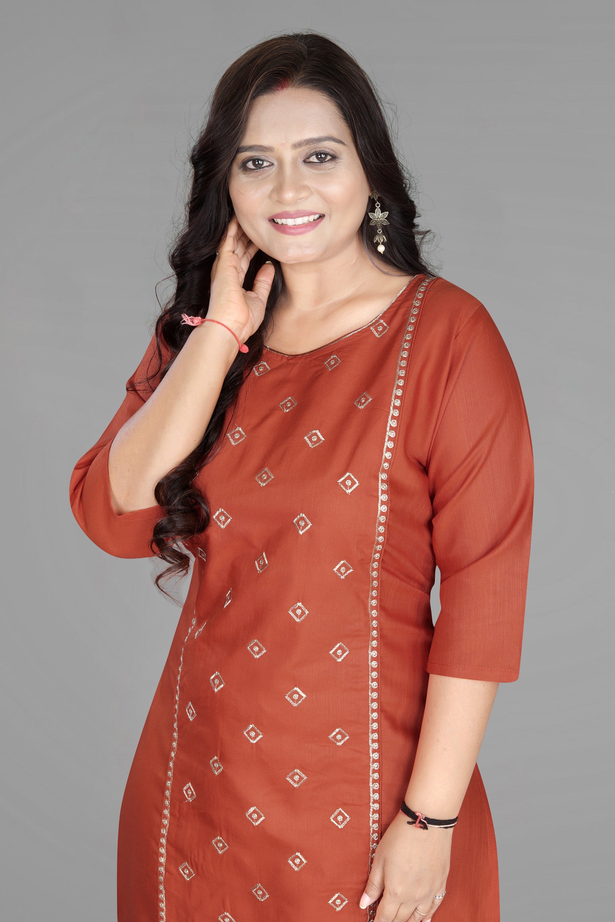 Women’s Embroidered Cotton Slub Kurti | Plus Size Ethnic Wear | M to 6XL