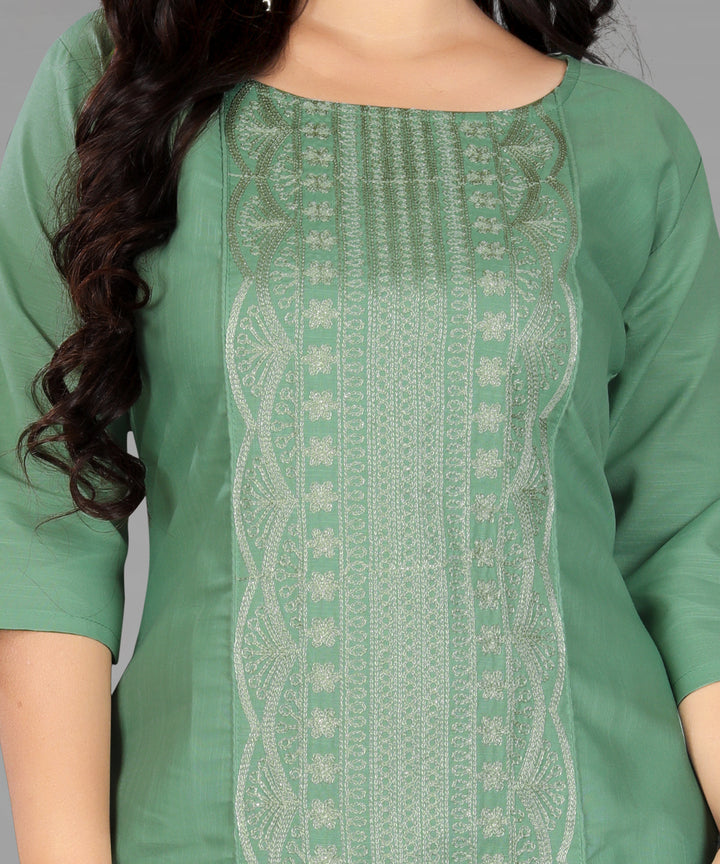Women’s Embroidered Plus Size Cotton Slub Straight Kurti | Size M to 6XL