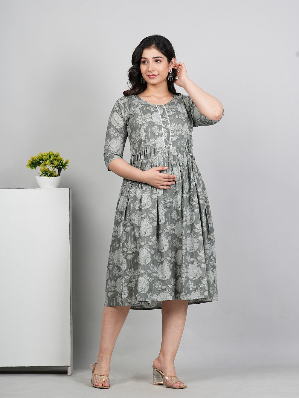 Women’s Floral Embroidered Maternity Feeding Kurti | Cotton