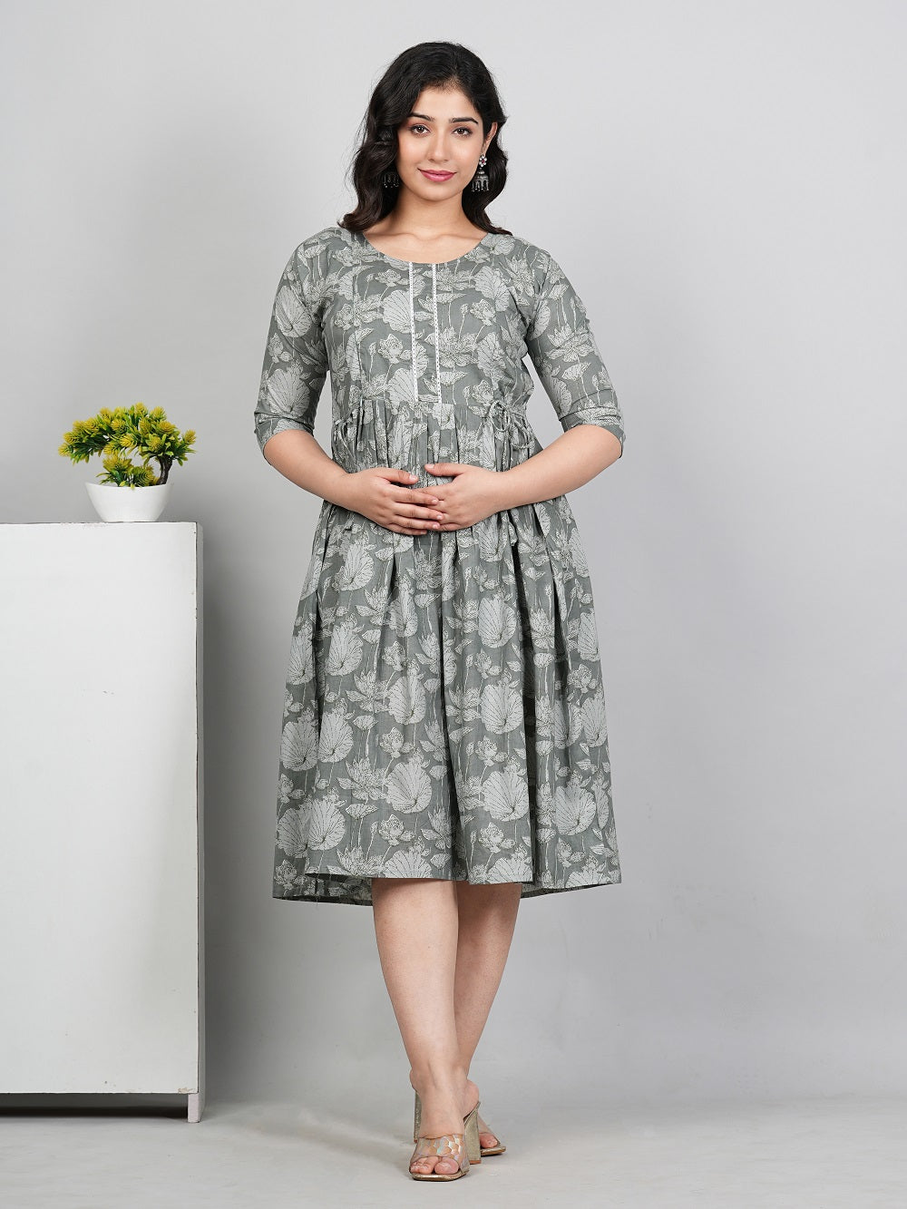 Women’s Floral Embroidered Maternity Feeding Kurti | Cotton
