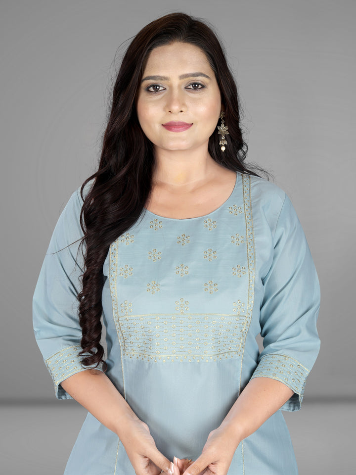 Women’s Elegant Cotton Slub Embroidered Kurti | Plus Size | M to 6XL