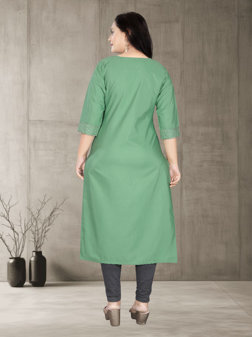 Women’s Elegant Cotton Slub Embroidered Kurti | Plus Size | M to 6XL