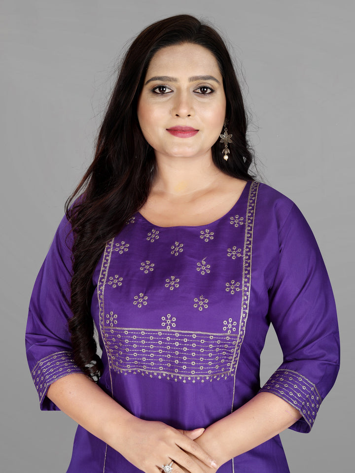 Women’s Elegant Cotton Slub Embroidered Kurti | Plus Size | M to 6XL