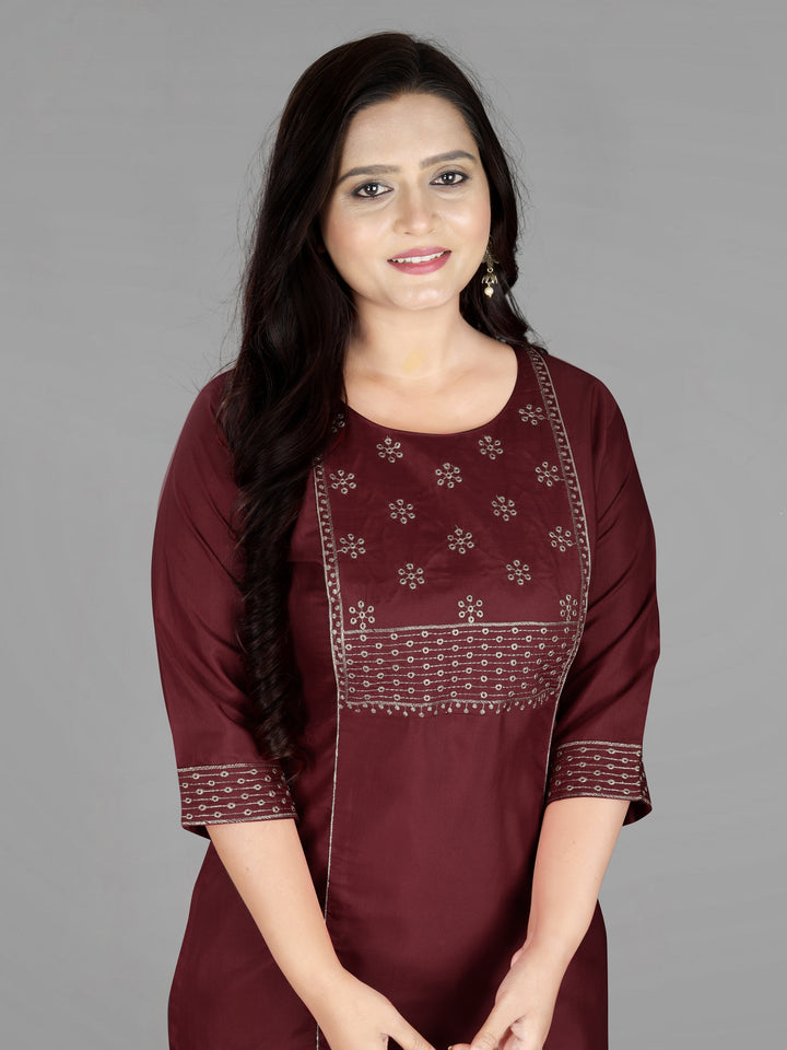 Women’s Elegant Cotton Slub Embroidered Kurti | Plus Size | M to 6XL